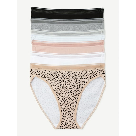 Joyspun Women's Cotton Bikini Panties, 6-Pack, Sizes S to 2XL