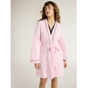 Joyspun Women's Cotton Blend Knit Wrap Robe, Sizes S to 3X