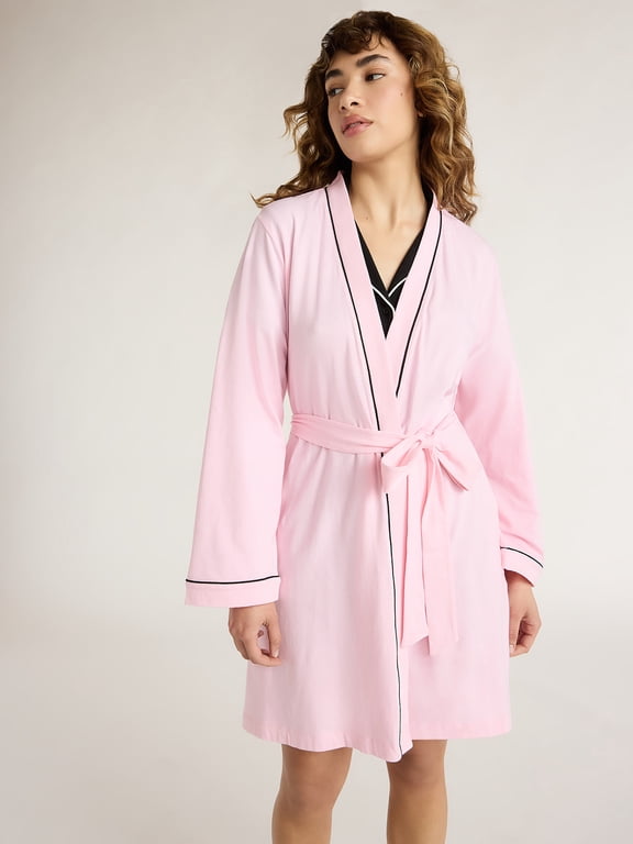 Women's Cotton Blend Knit Wrap Robe, Sizes S to 3X