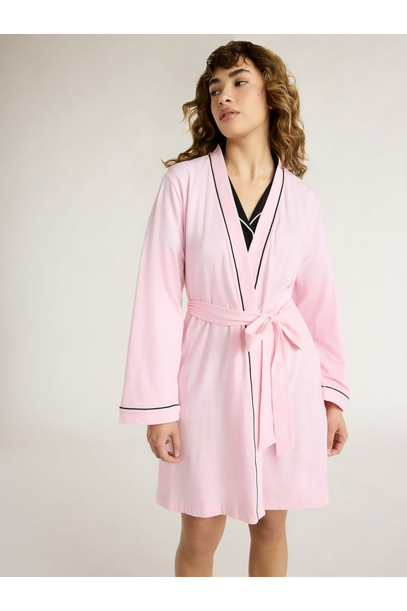 Women's Cotton Blend Knit Wrap Robe, Sizes S to 3X