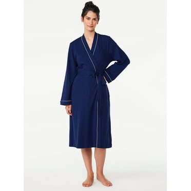 Joyspun Women’s Cotton Blend Long Sleeve Wrap Robe, Sizes S to 3X