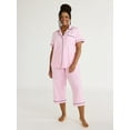 thumbnail image 1 of Joyspun Women's Cotton Blend Notch Collar Top and Capri Pants Pajama Set, 2-Piece, Sizes S to 4X, 1 of 3