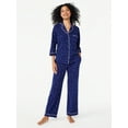 thumbnail image 1 of Joyspun Women’s Cotton Blend Notch Collar Top and Pants Pajama Set, 2-Piece, Sizes S-4X, 1 of 5