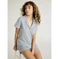 thumbnail image 1 of Joyspun Women's Cotton Blend Notch Collar Top and Shorts Pajama Set, 2-Piece, Sizes S to 4X, 1 of 6