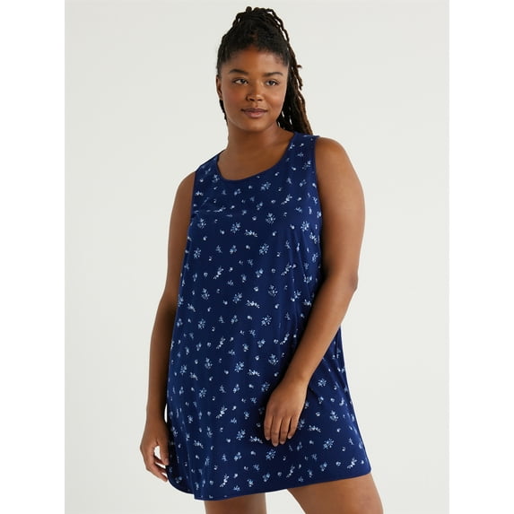 Joyspun Women's Cotton Blend Sleeveless Sleep Chemise, Sizes S to 3X