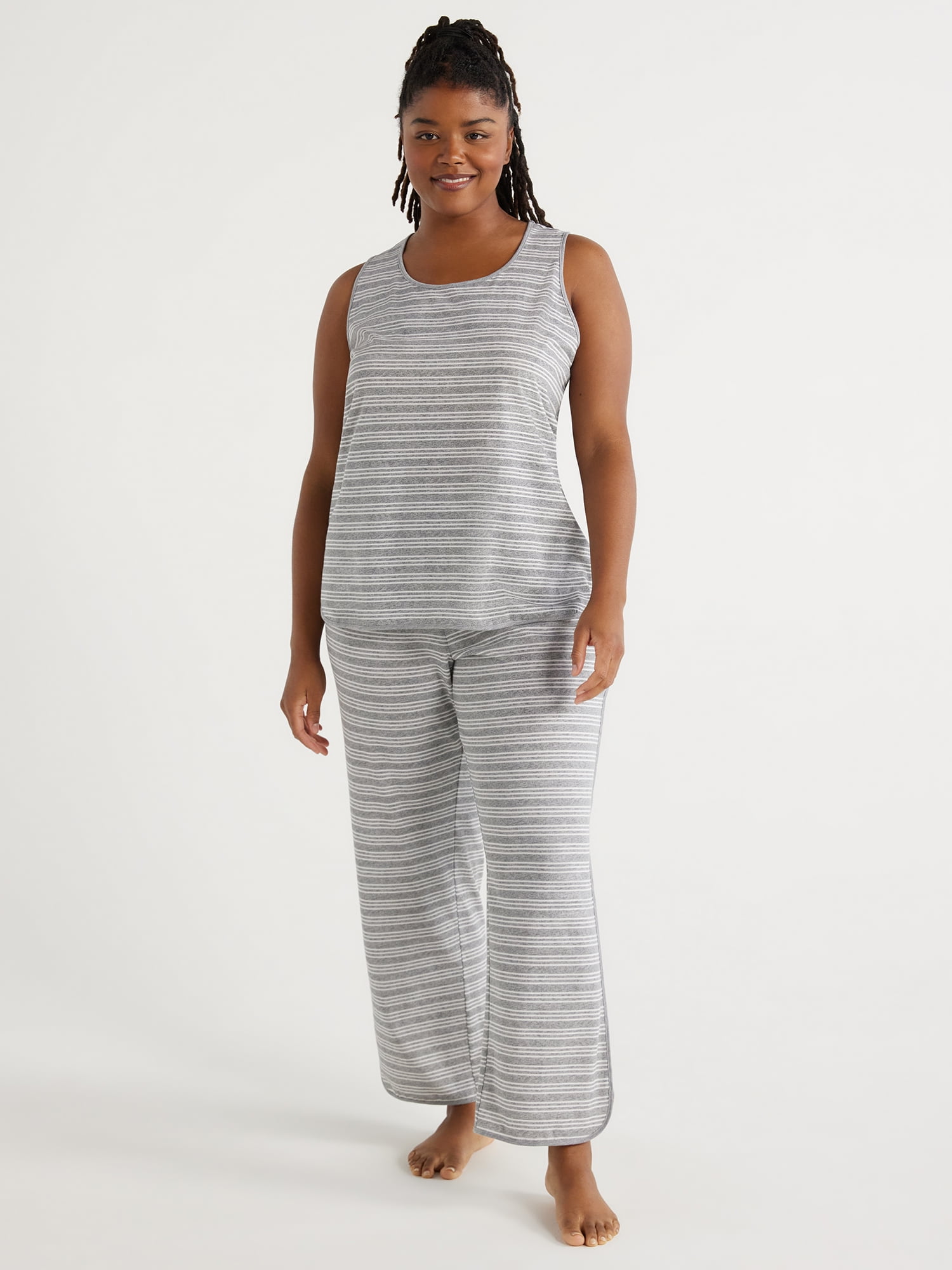 Joyspun Women's Cotton Blend Tank Top and Pants Pajama Set, 2-Piece, Sizes  S to 3X