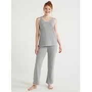 Joyspun Women's Cotton Blend Tank Top and Pants Pajama Set, 2-Piece, Sizes S to 3X