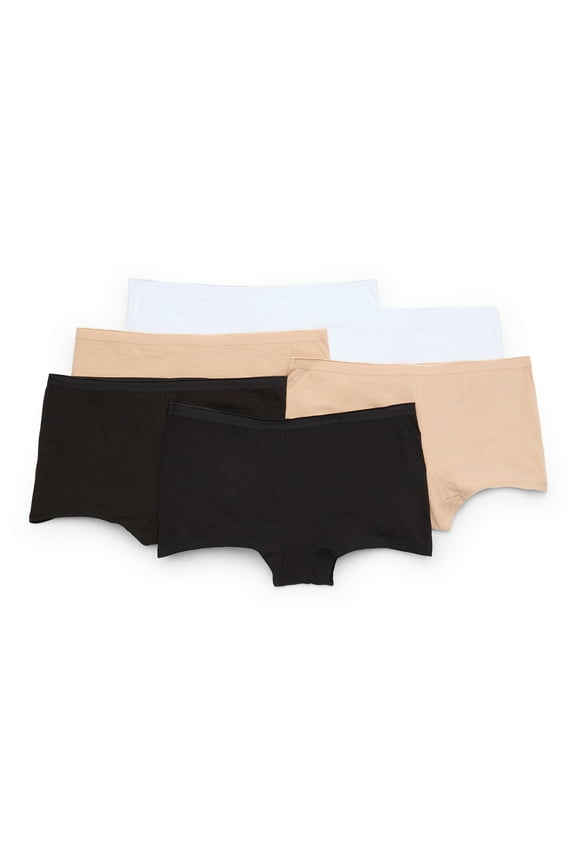 Women's Cotton Boyshort Panties, 6-Pack, Sizes S-3XL