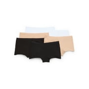 Joyspun Womens Cotton Boyshort Panties, 6-Pack, Sizes S-3XL