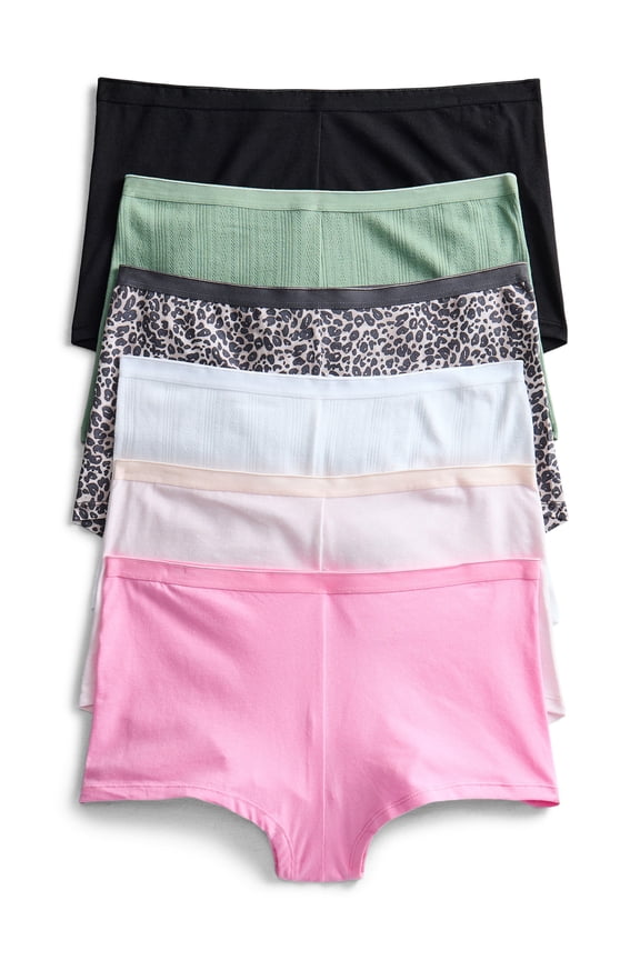 Women's Cotton-Blend Boyshort Panties, 6-Pack, Sizes S-XXXL
