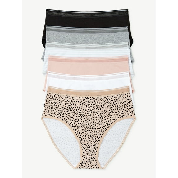 Joyspun Women's Cotton Brief Panties, 6-Pack, Sizes M to 3XL