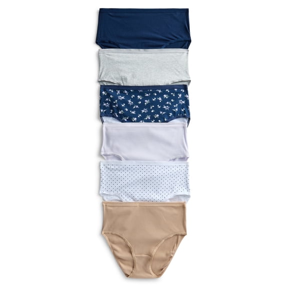 Joyspun Women's Cotton-Blend Brief Panties, 6-Pack, Sizes S-XXXL