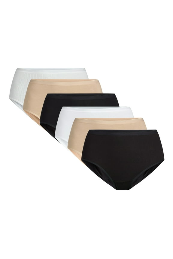 Women's Cotton-Blend Brief Panties, 6-Pack, Sizes S-XXXL