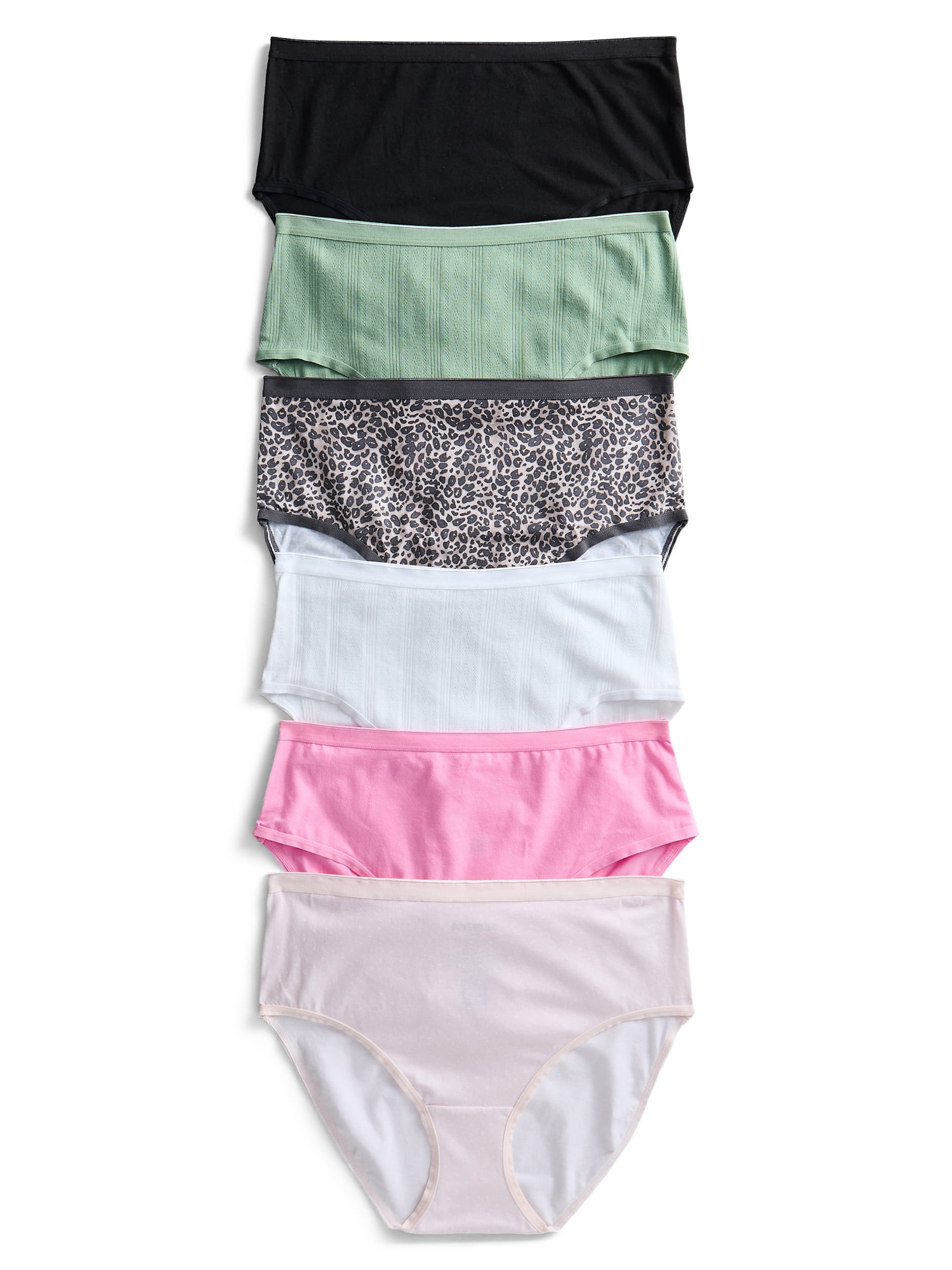 Joyspun Women's Cotton-Blend Brief Panties, 6-Pack, Sizes S-XXXL
