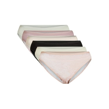 Joyspun Women's Cotton Hi-Cut Bikini Panties, 6-Pack, Sizes S-3XL