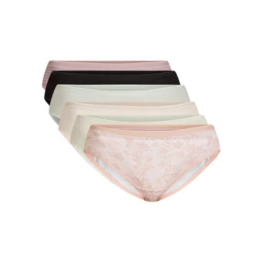 Joyspun Women's Cotton Hipster Panties, 6-Pack, Sizes S-3XL