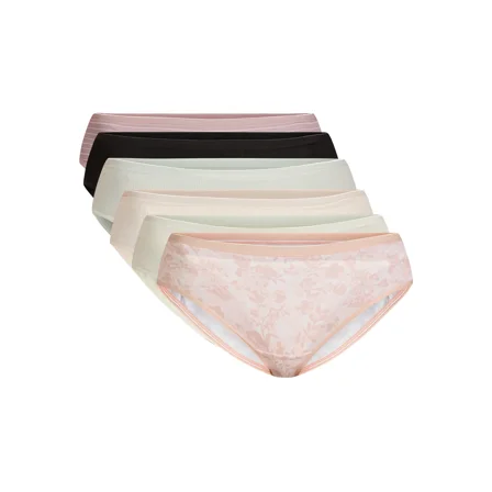 Joyspun Women's Cotton Hipster Panties, 6-Pack, Sizes S-3XL