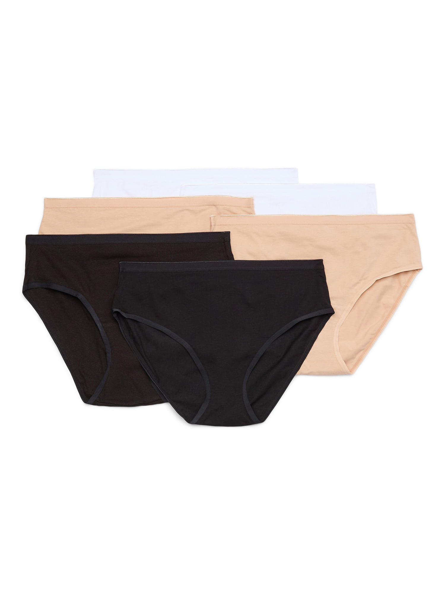 Joyspun Women's Cotton-Blend Hipster Panties, 6-Pack, Sizes S-XXXL
