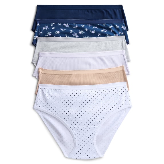 Joyspun Women's Cotton-Blend Hipster Panties, 6-Pack, Sizes S-XXXL