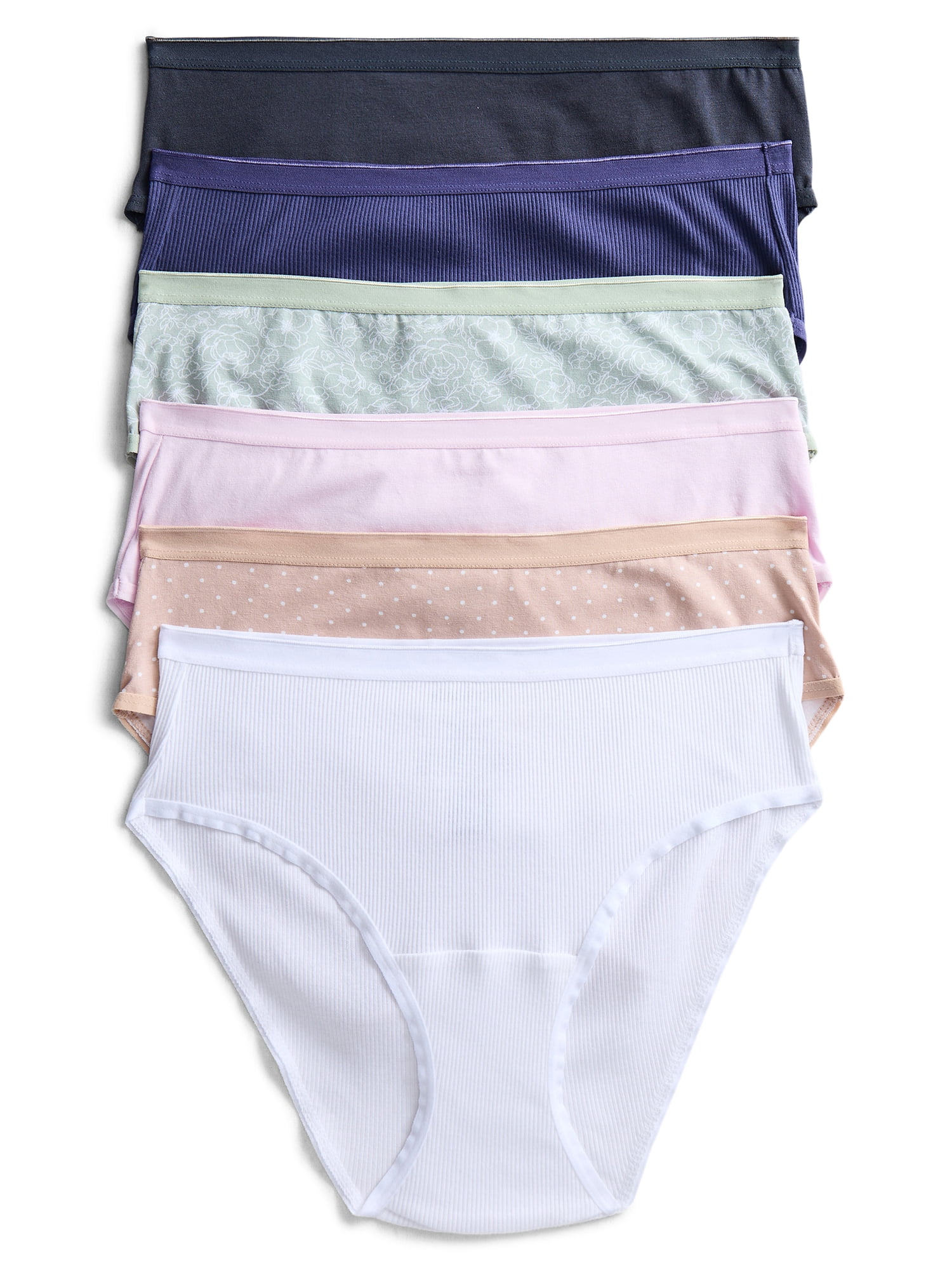 Joyspun Women's Cotton-Blend Hipster Panties, 6-Pack, Sizes S-XXXL