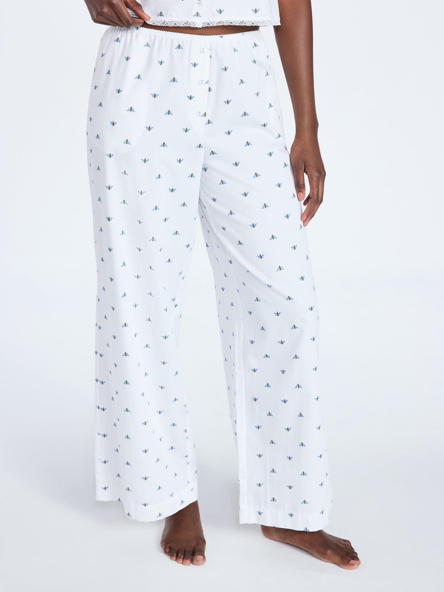 Joyspun Women's Poplin Sleep Pants, 31'' Inseam, Sizes XS-3X