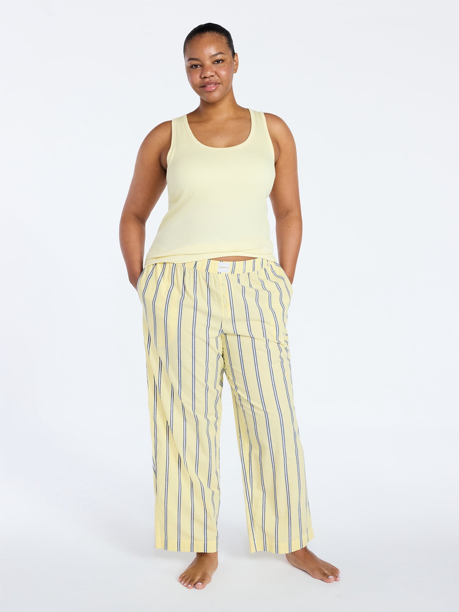 Joyspun Women's Poplin Sleep Pants, 30'' Inseam, Sizes XS-3X