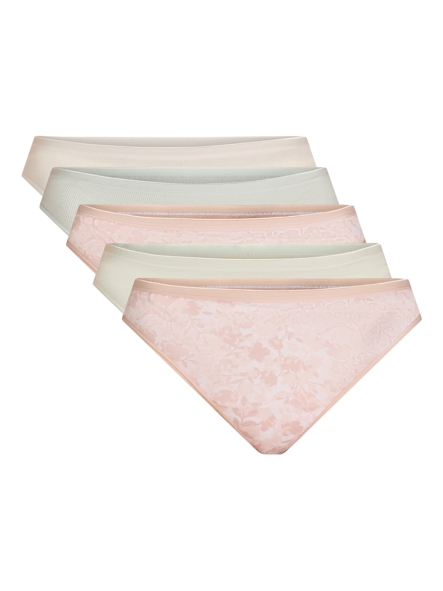 Joyspun Women's Cotton-Blend Thong Panties, 6-Pack, Sizes S-XXXL