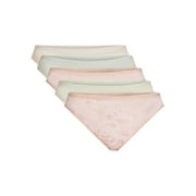 Joyspun Women's Cotton-Blend Thong Panties, 6-Pack, Sizes S-XXXL