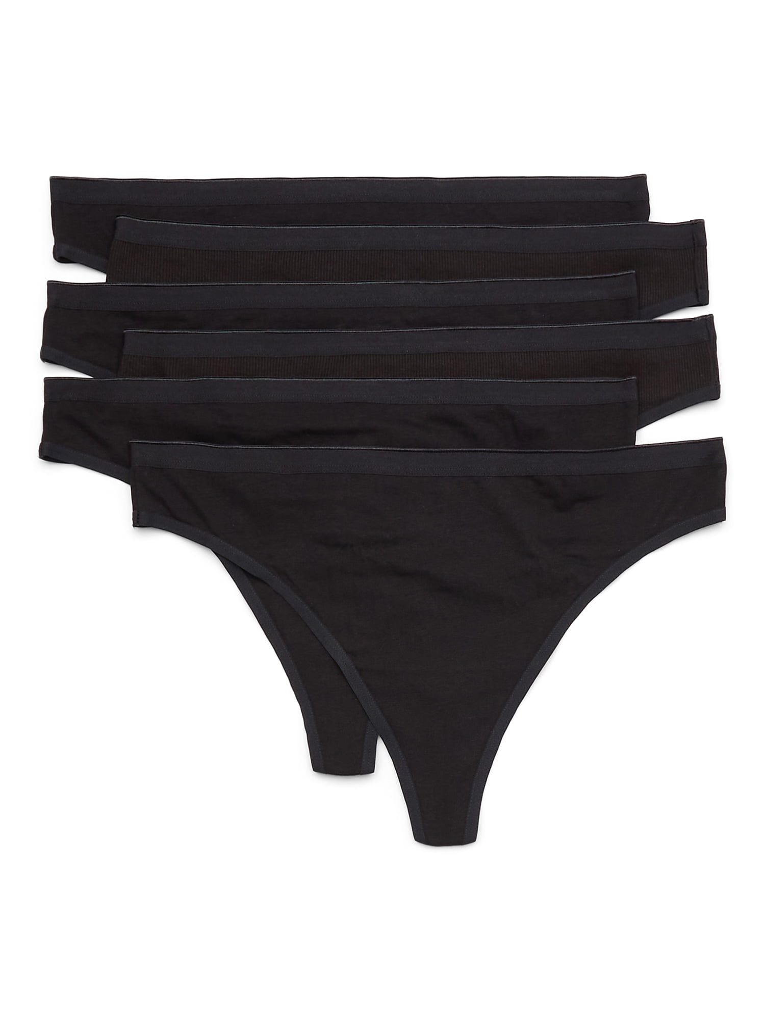 Joyspun Women's Cotton-Blend Thong Panties, 6-Pack, Sizes S-XXXL