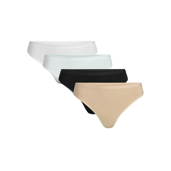 Joyspun Women's Cotton-Blend Thong Panties, 6-Pack, Sizes S-XXXL