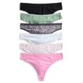 thumbnail image 1 of Joyspun Women's Cotton-Blend Thong Panties, 6-Pack, Sizes S-XXXL, 1 of 12