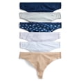 thumbnail image 1 of Joyspun Women's Cotton-Blend Thong Panties, 6-Pack, Sizes S-XXXL, 1 of 12