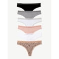 thumbnail image 1 of Joyspun Women's Cotton Thong Panties, 6-Pack, Sizes S to 2XL, 1 of 4