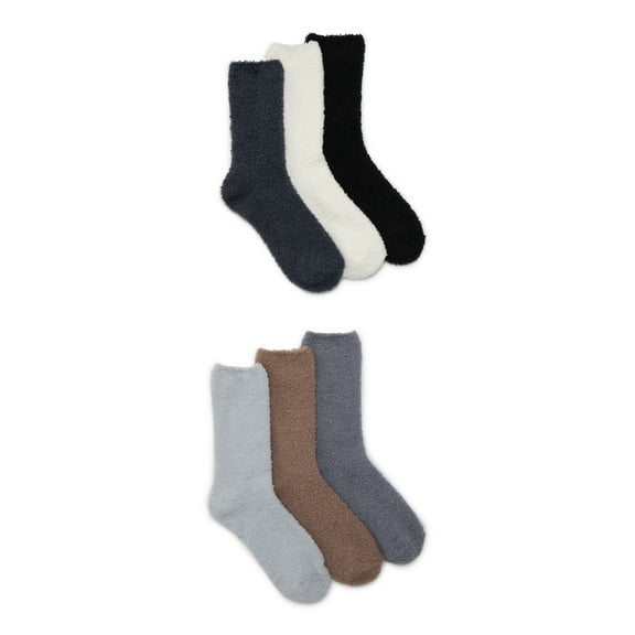 Joyspun Women's Cozy Crew Socks, 6-Pack, Fits Shoe Sizes 4-10