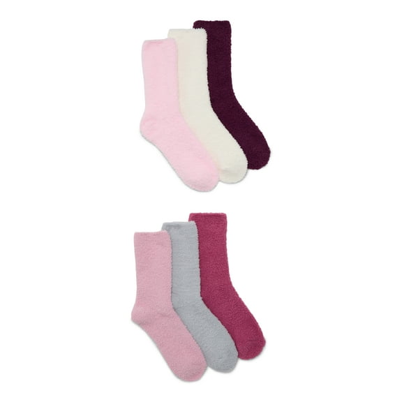 Joyspun Women's Cozy Crew Socks, 6-Pack, Fits Shoe Sizes 4-10