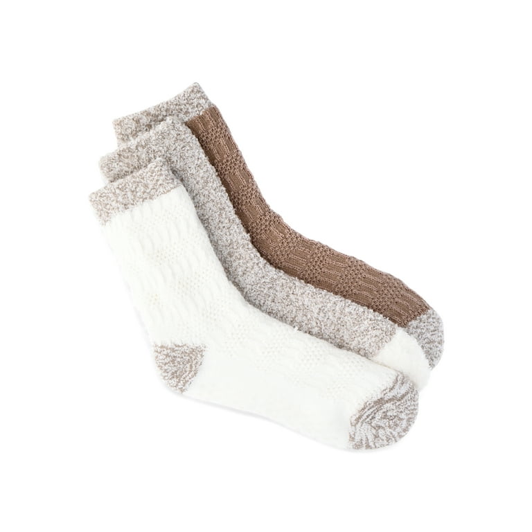 Joyspun Women s Double Layer Crew Lounge Socks 3 Pack Fits Shoe Sizes 4 10 Walmart