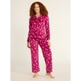 thumbnail image 1 of Joyspun Women's Cozy Jersey Notch Collar Top and Pants Pajama Set, 2-Piece, Sizes XS-4X, 1 of 5
