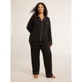 thumbnail image 1 of Joyspun Women's Cozy Jersey Notch Collar Top and Pants Pajama Set, 2-Piece, Sizes XS-4X, 1 of 5