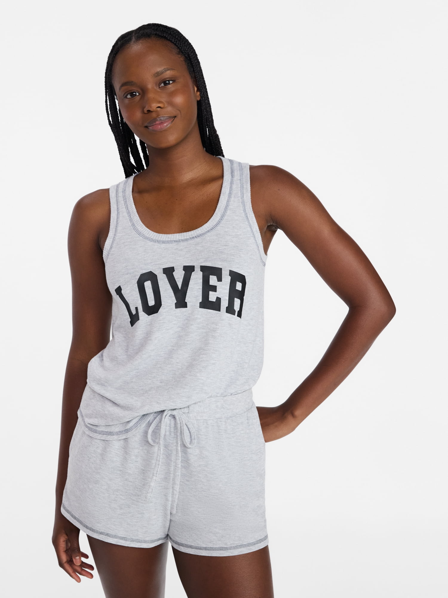 Joyspun Women's Cozy Lounge Collection Hacci Knit Sleep Tank Top, Sizes XS-3X