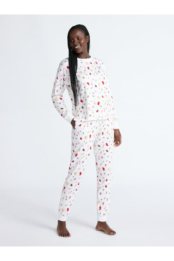 Women's Cozy Lounge Collection Hacci Knit Long Sleeve Top and Joggers Pajama Set, Sizes XS-3X