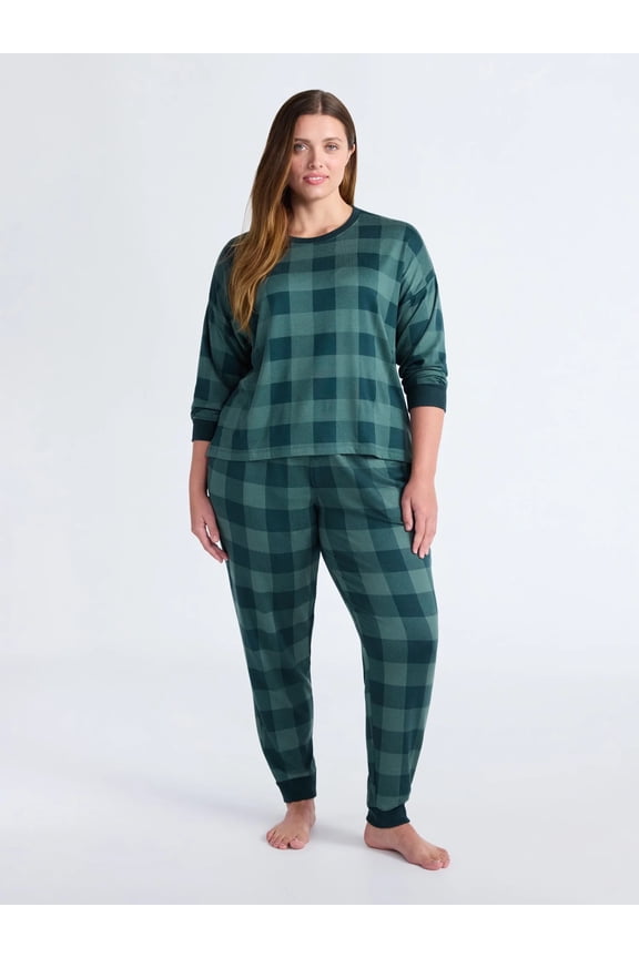 Women's Cozy Lounge Collection Hacci Knit Long Sleeve Top and Joggers Pajama Set, Sizes XS-3X