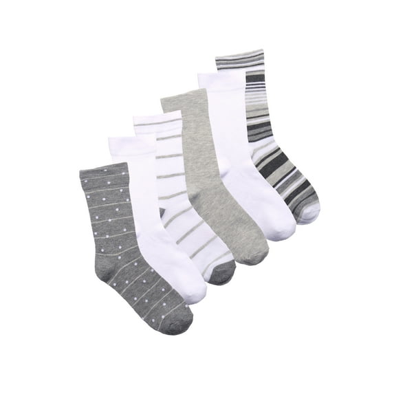 Joyspun Women's Essentials Crew Dress Socks, 6-Pack, Fits Shoe Sizes 4-10