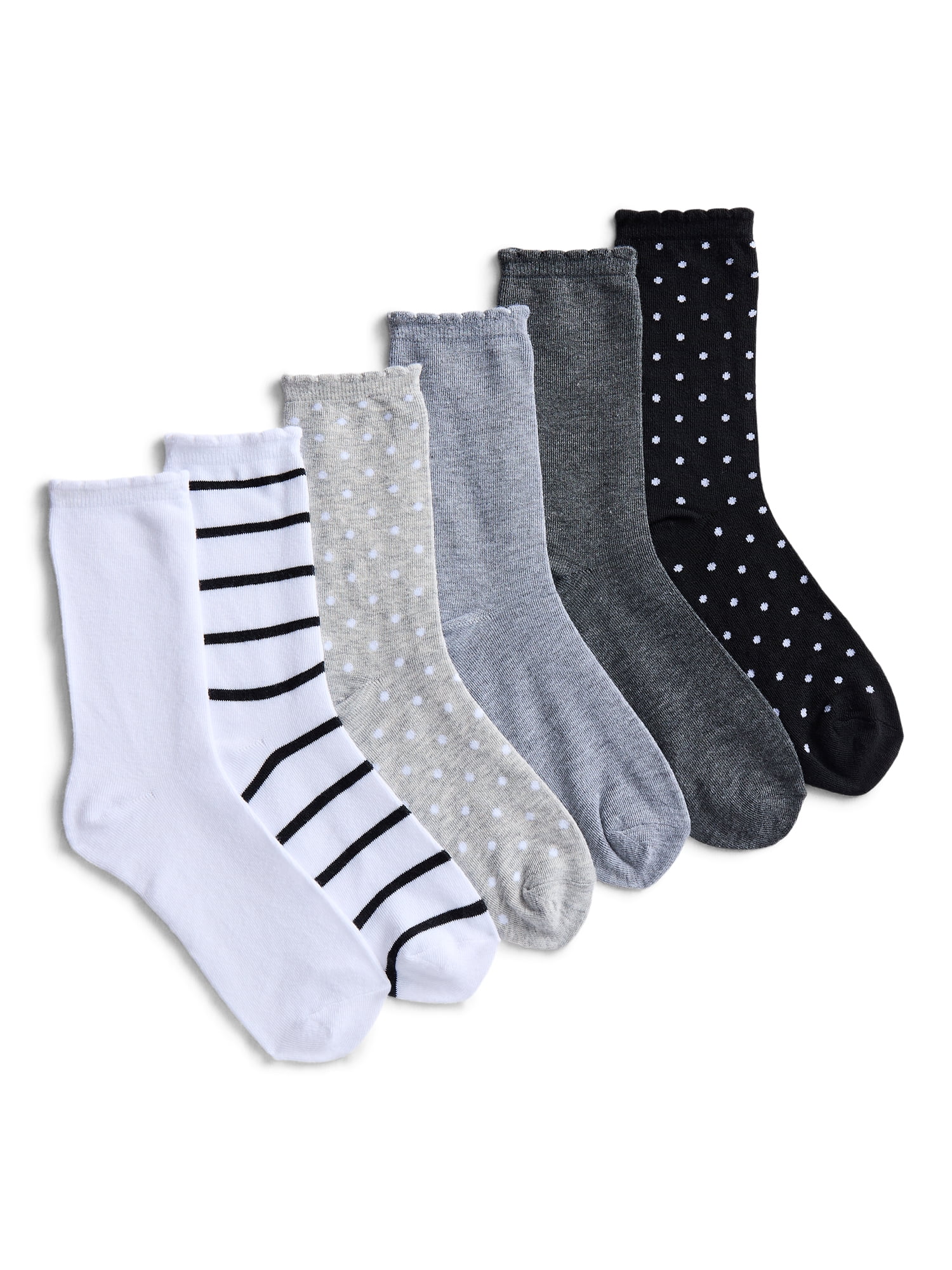 Joyspun Women’s Crew Dress Socks, 6-Pack, Shoe Sizes 4-10