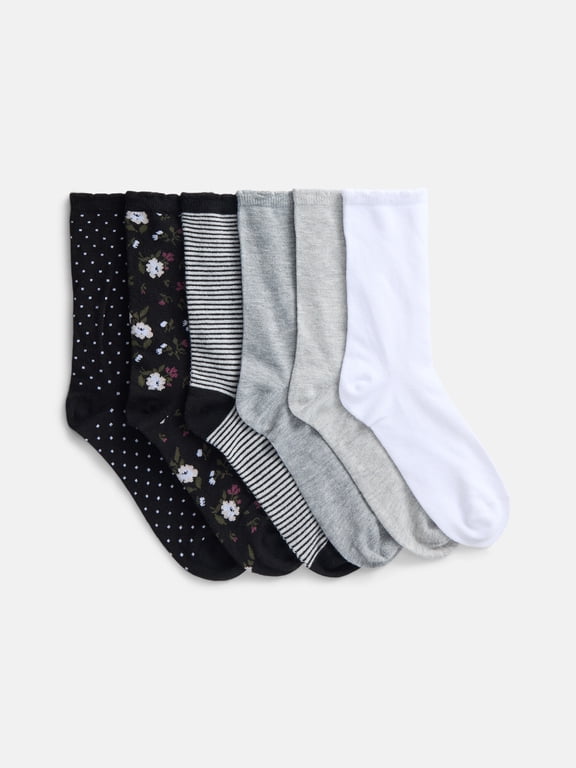 Womens Crew Dress Socks, 6-Pack, Size 4-10