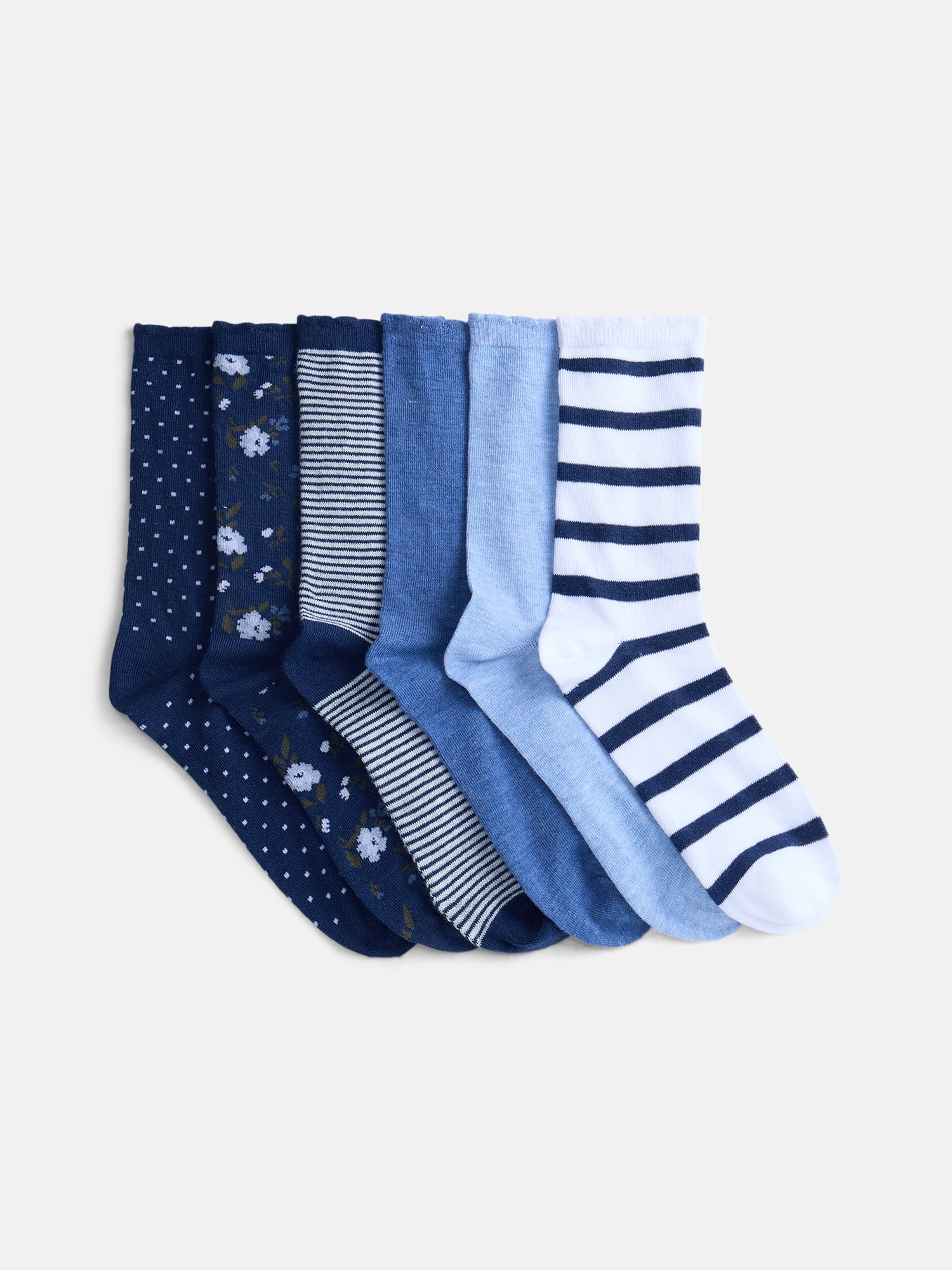 Joyspun Women’s Crew Dress Socks, 6-Pack, Size 4-10