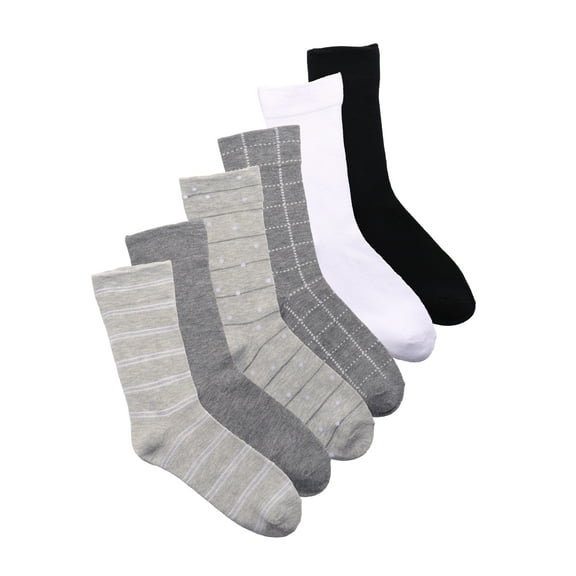 Joyspun Women's Essentials Crew Dress Socks, 6-Pack, Fits Shoe Sizes 4-10