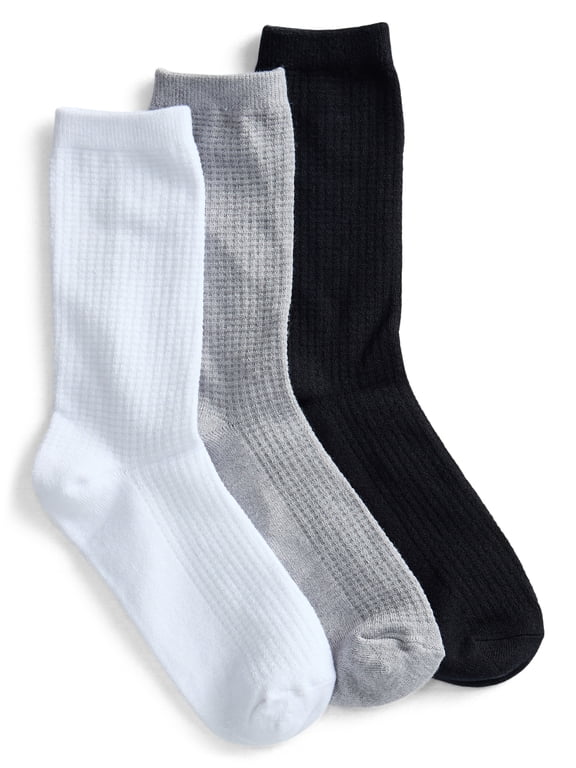Women’s Crew Elevated Dress Socks, 3-Pack, Shoe Sizes 4-10