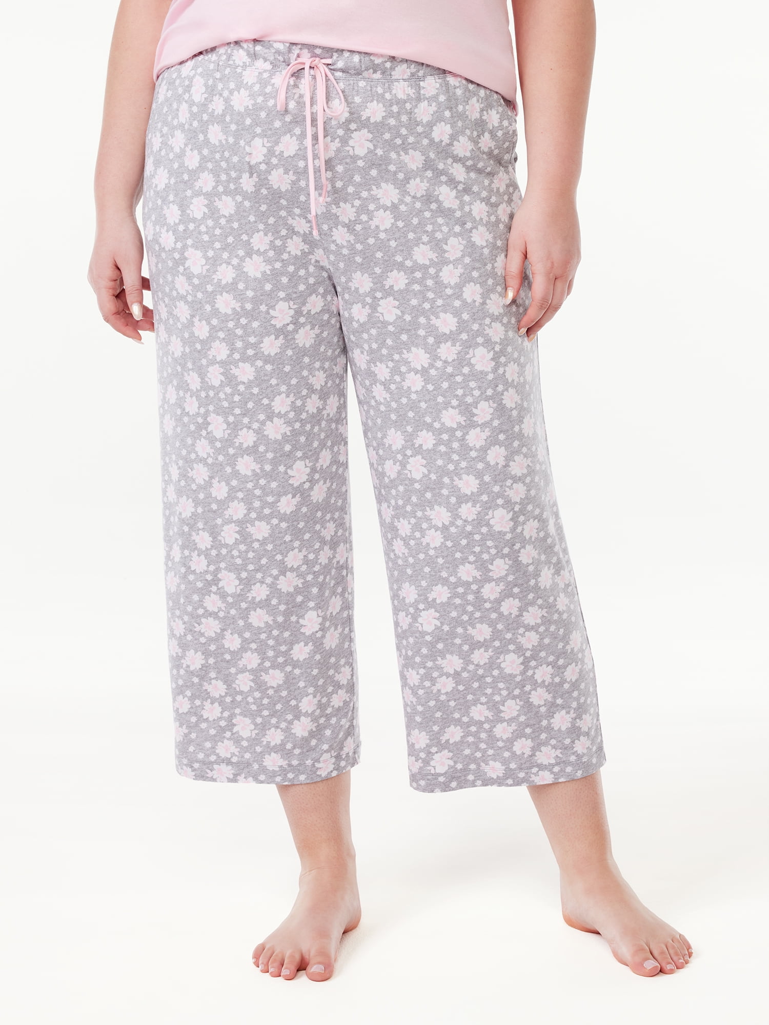 Joyspun Women's Cropped Knit Sleep Pants, Sizes S to 3X