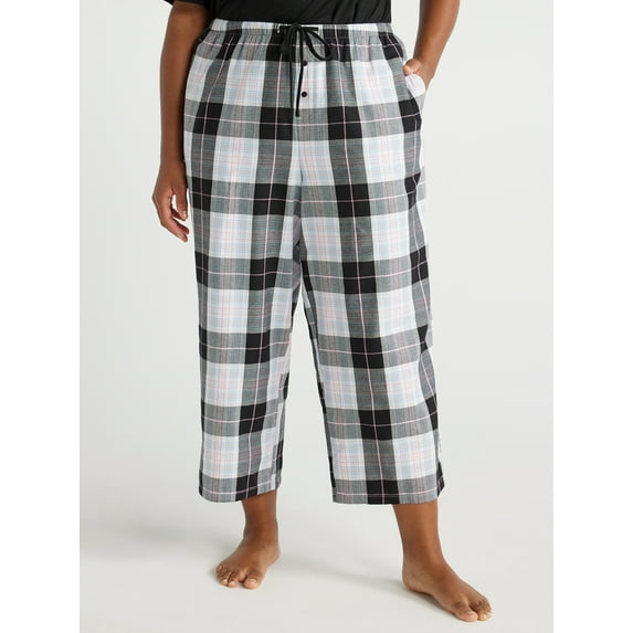 Joyspun Women's Cropped Woven Pajama Pants, Sizes XS to 3X