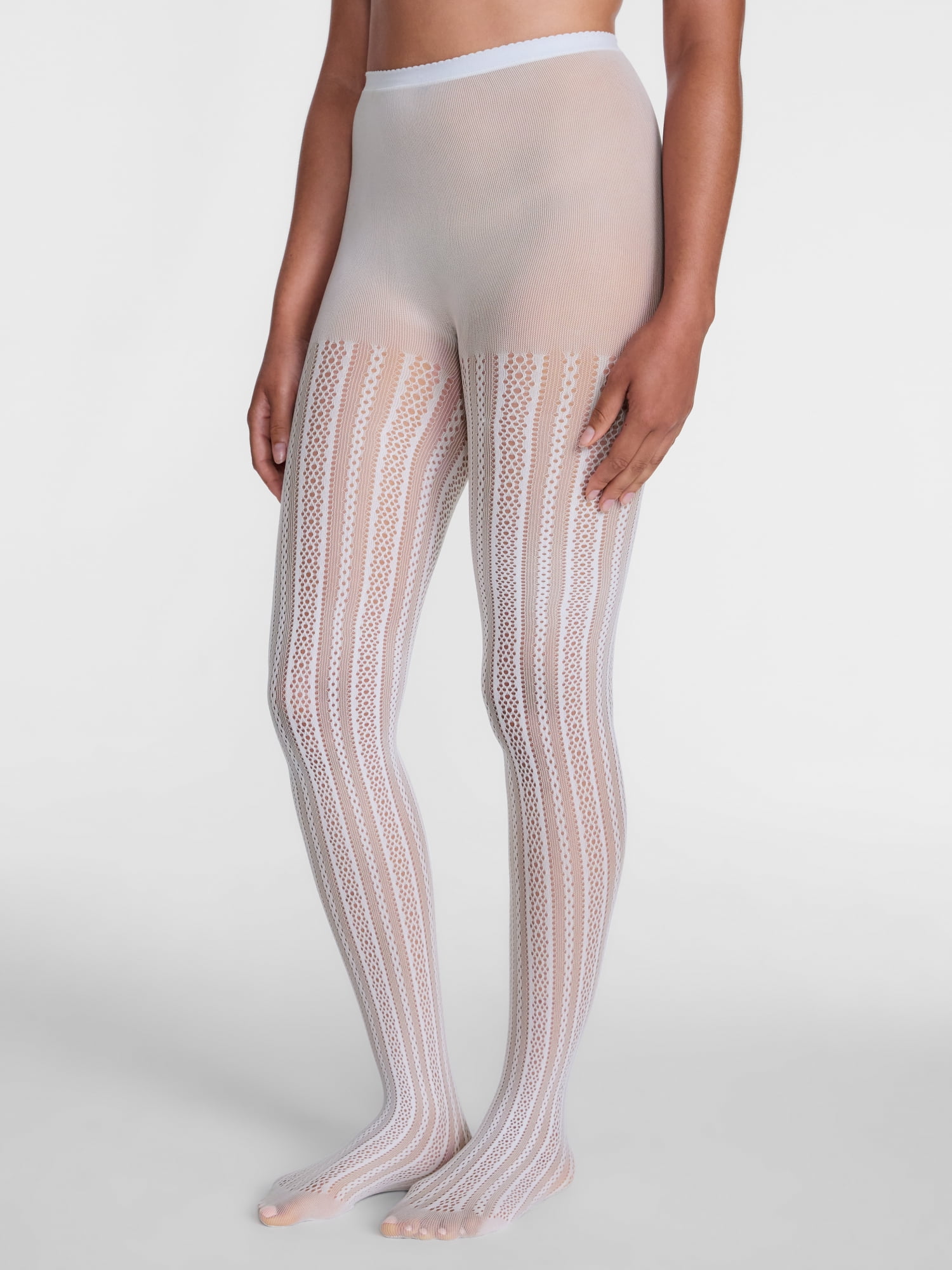 Joyspun Women's Delicate Pointelle and Opaque Tights, 2- Pack, Sizes S-3XL